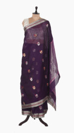 Purple Hibiscus Chanderi Saree