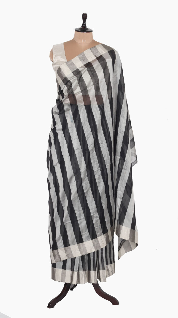 UpDown Stripe Chanderi Saree