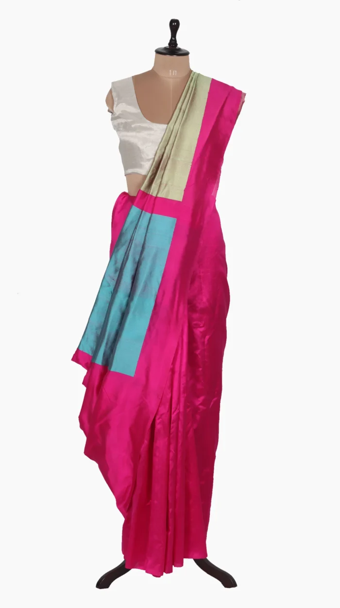 Golden SkyBlue Pallu Chanderi Saree