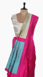 Golden SkyBlue Pallu Chanderi Saree