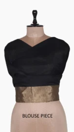 ZedBlack Plain Chanderi Saree