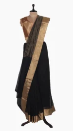 ZedBlack Plain Chanderi Saree