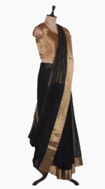 ZedBlack Plain Chanderi Saree