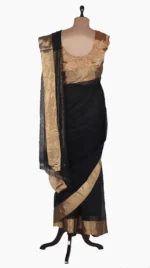ZedBlack Plain Chanderi Saree