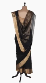 ZedBlack Plain Chanderi Saree