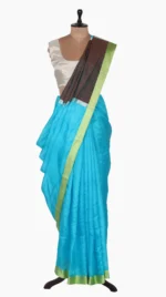 Yellow Mashru Border Sky Blue Chanderi Silk Saree