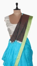 Yellow Mashru Border Sky Blue Chanderi Silk Saree