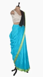 Yellow Mashru Border Sky Blue Chanderi Silk Saree