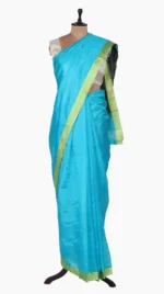 Yellow Mashru Border Sky Blue Chanderi Silk Saree