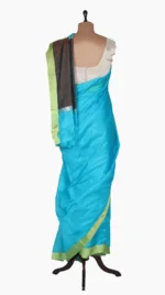 Yellow Mashru Border Sky Blue Chanderi Silk Saree