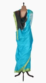 Yellow Mashru Border Sky Blue Chanderi Silk Saree