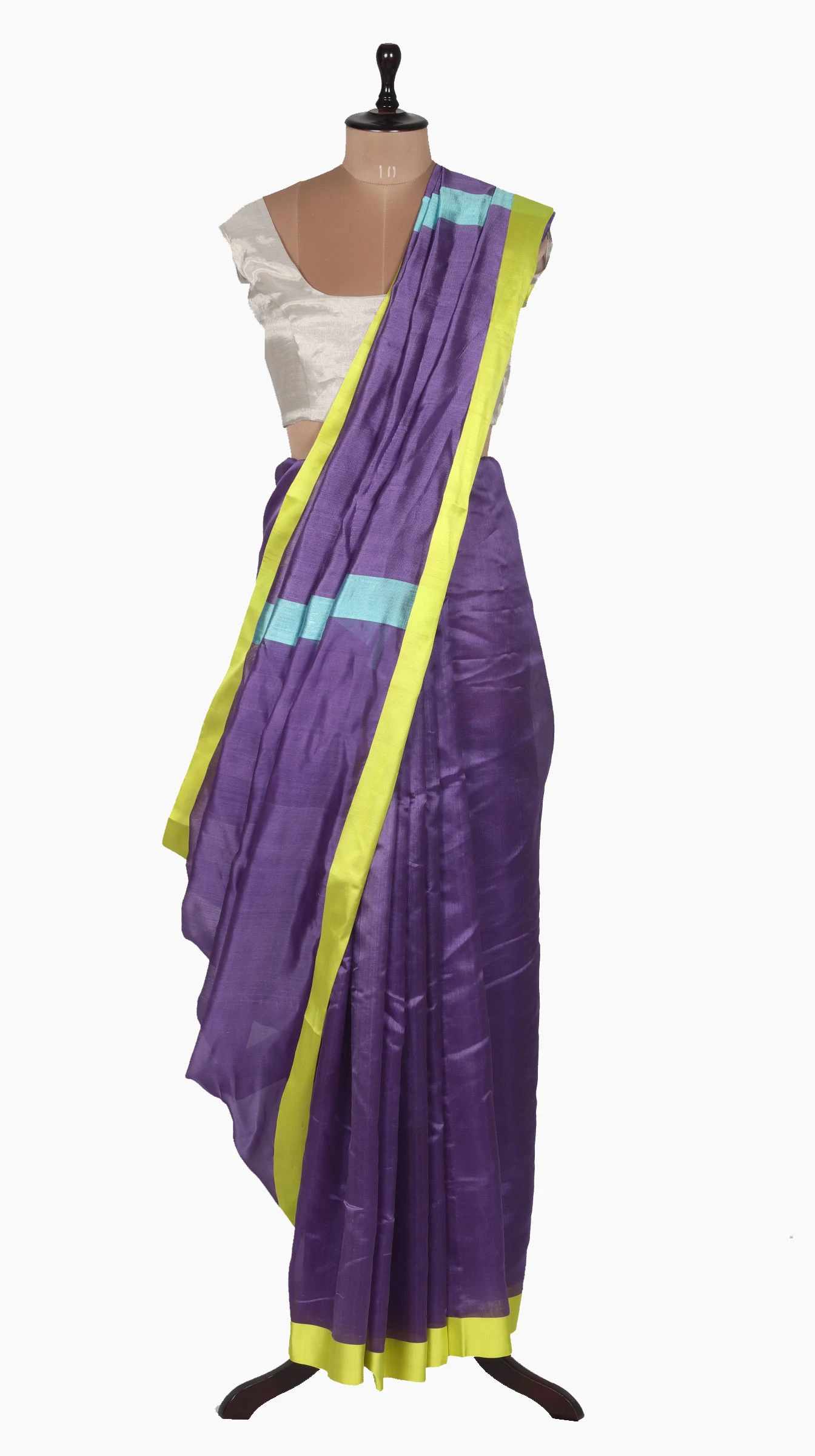 Yellow Mashru Border Purple Chanderi Silk Saree Yellow Mashru Border Purple Chanderi Silk Saree
