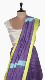 Yellow Mashru Border Purple Chanderi Silk Saree
