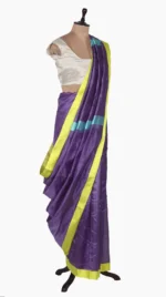 Yellow Mashru Border Purple Chanderi Silk Saree