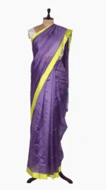 Yellow Mashru Border Purple Chanderi Silk Saree