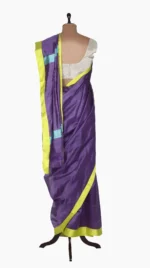 Yellow Mashru Border Purple Chanderi Silk Saree