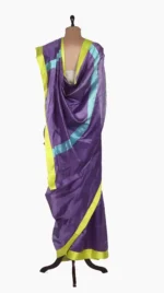 Yellow Mashru Border Purple Chanderi Silk Saree