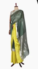 Lemon Green Mashru Silk Chanderi Saree