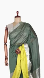 Lemon Green Mashru Silk Chanderi Saree