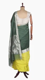 Lemon Green Mashru Silk Chanderi Saree