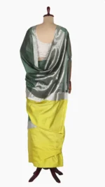 Lemon Green Mashru Silk Chanderi Saree