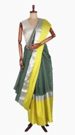 Lemon Green Mashru Silk Chanderi Saree