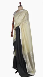 Black Mashru Border Light Yellow Chanderi Saree