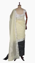 Black Mashru Border Light Yellow Chanderi Saree