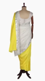 Yellow Mashru Border White Chanderi Saree
