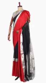Mashru Red Border Black Chanderi Saree