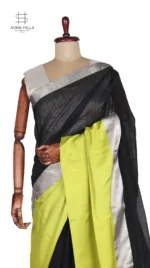 Mashru Lemon and Black Chanderi Saree