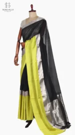 Mashru Lemon and Black Chanderi Saree