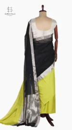 Mashru Lemon and Black Chanderi Saree