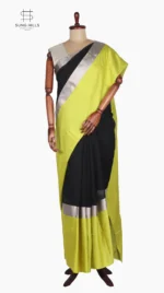 Mashru Lemon and Black Chanderi Saree