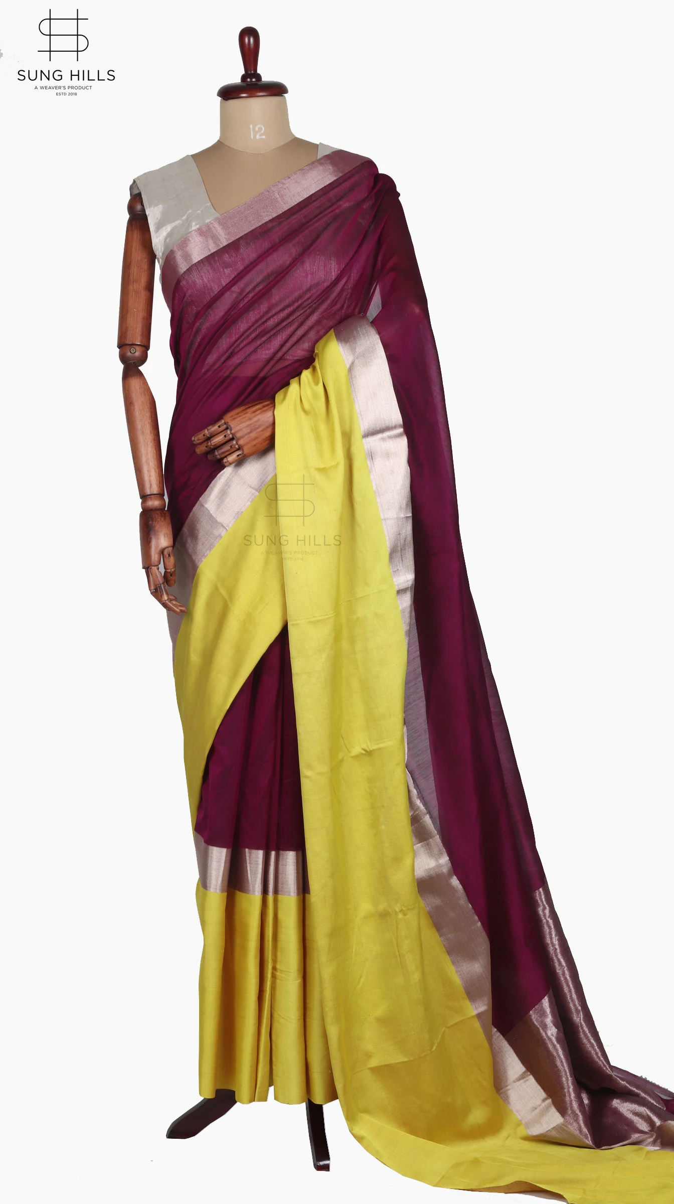 IMG_6215 Mashru Lemon Yellow and Jamuni Chanderi Saree