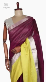 Mashru Lemon Yellow and Jamuni Chanderi Saree
