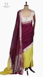 Mashru Lemon Yellow and Jamuni Chanderi Saree