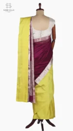 Mashru Lemon Yellow and Jamuni Chanderi Saree