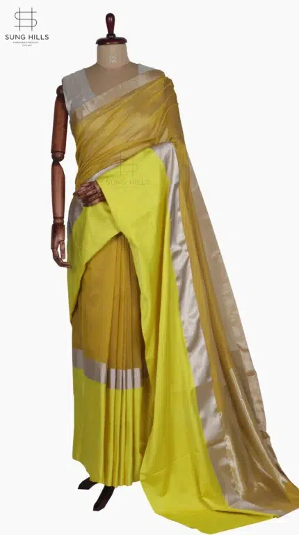 Mashru Yellow Silk Saree