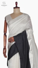 Mashru Black Border And Off-white Chanderi Saree