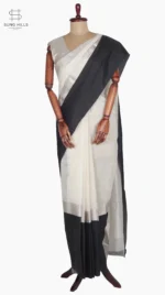 Mashru Black Border And Off-white Chanderi Saree
