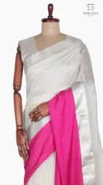 Mashru Raani Pink and Off White Chanderi Saree