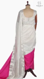 Mashru Raani Pink and Off White Chanderi Saree