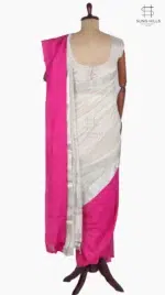 Mashru Raani Pink and Off White Chanderi Saree