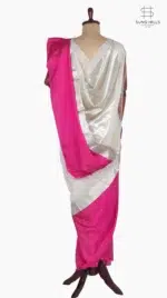 Mashru Raani Pink and Off White Chanderi Saree