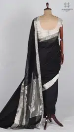 Mashru Black Chanderi Silk Saree