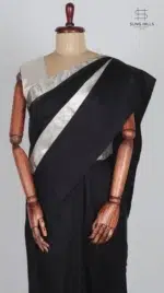 Mashru Black Chanderi Silk Saree