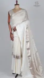 Mashru White Chanderi Silk Saree