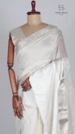 Mashru White Chanderi Silk Saree