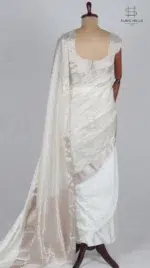 Mashru White Chanderi Silk Saree